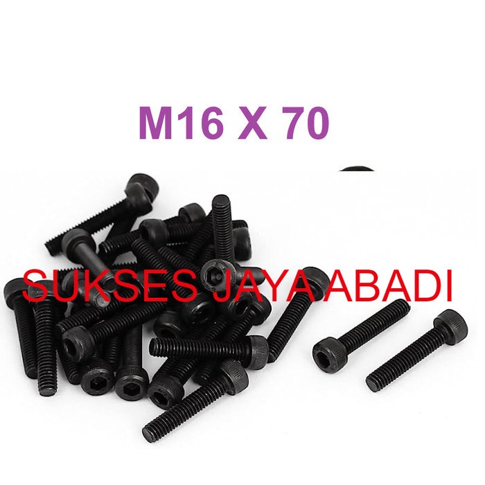 BAUT L M16 X 70 BAJA HITAM GRADE 12.9 / HEX SOCKET HEAD CAP SCREW M3 M4 M5 M6 M8 M10 M12 M14 M16 M18