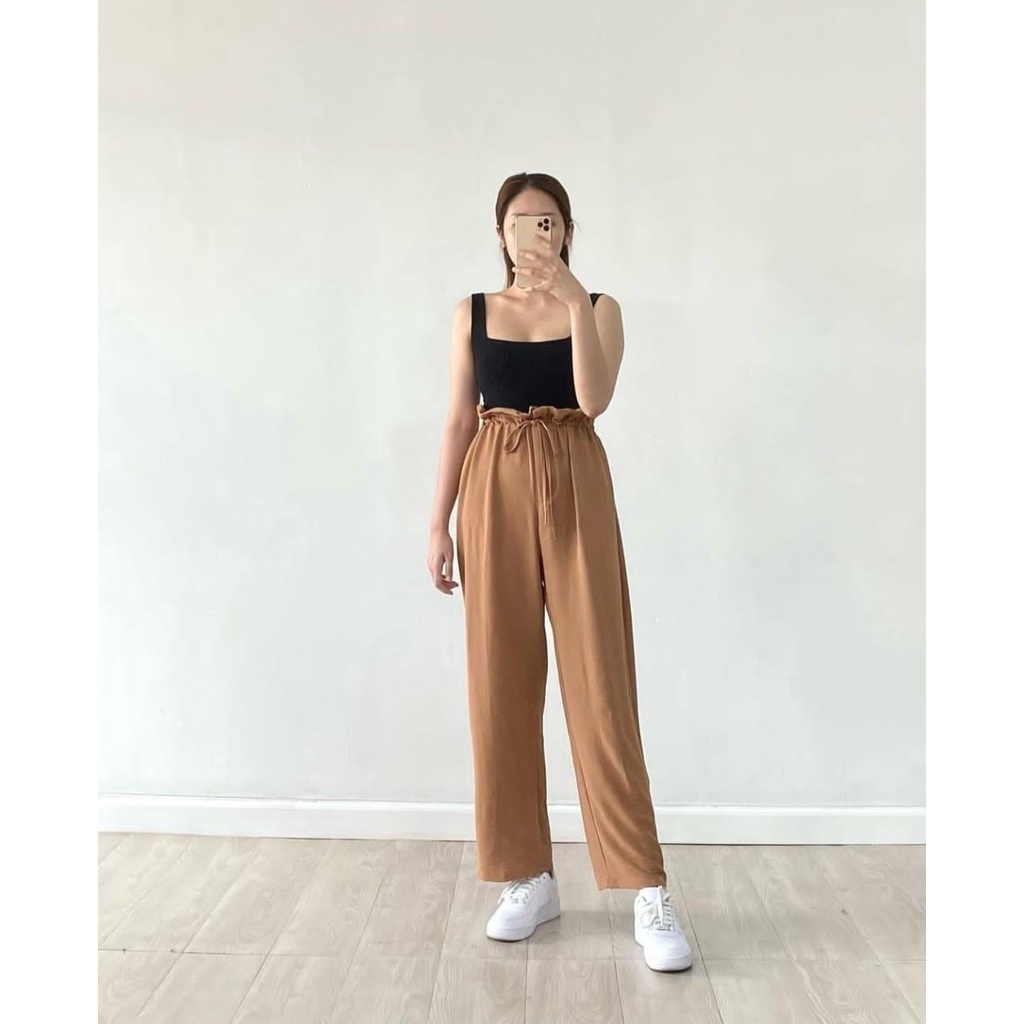 CELANA KULOT AMIRA LOOSE PANTS WANITA REMAJA HIGHWAIST CULLOTE CRINGKEL AIRFLOW PINGGANG FULL KARET