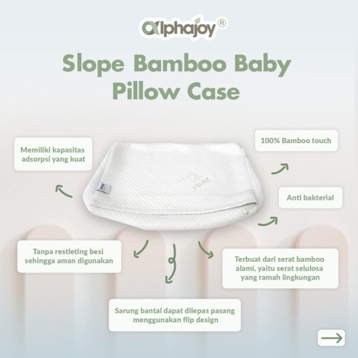 ALPHAJOY SLOPE BAMBOO CASE Sarung Bantal Sudut Bayi Wedge Bambu