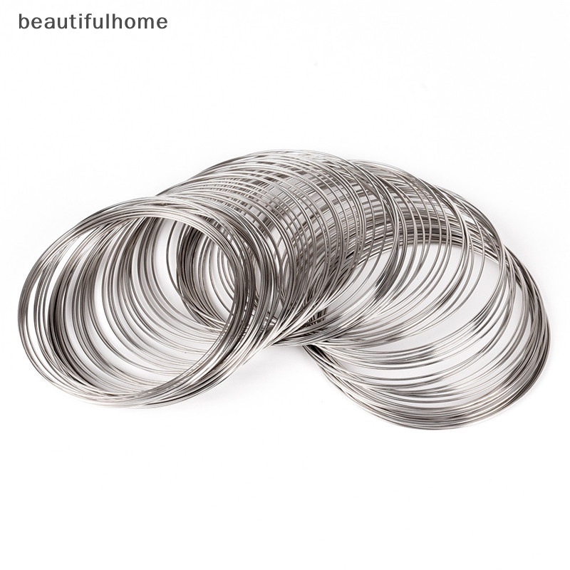 {beautifulhome} 100pcs /Set Loops Stainless Steel Memory Wire Gelang Bangle Perhiasan Kerajinan Membuat.