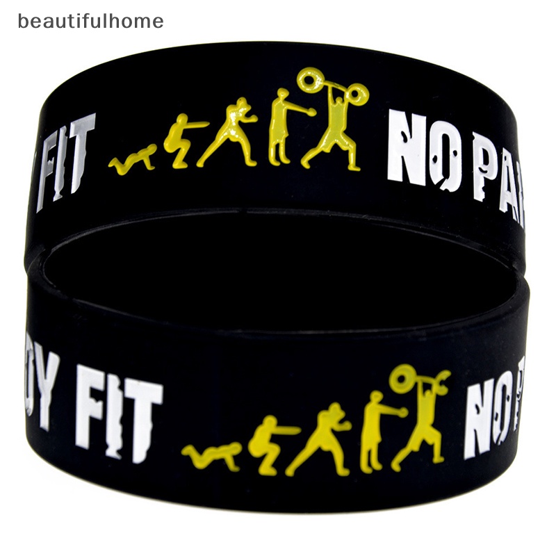 {beautifulhome} Gelang Silikon NO PAIN NO GAIN Untuk Pria Fashion Outdoor Basket Wristband.