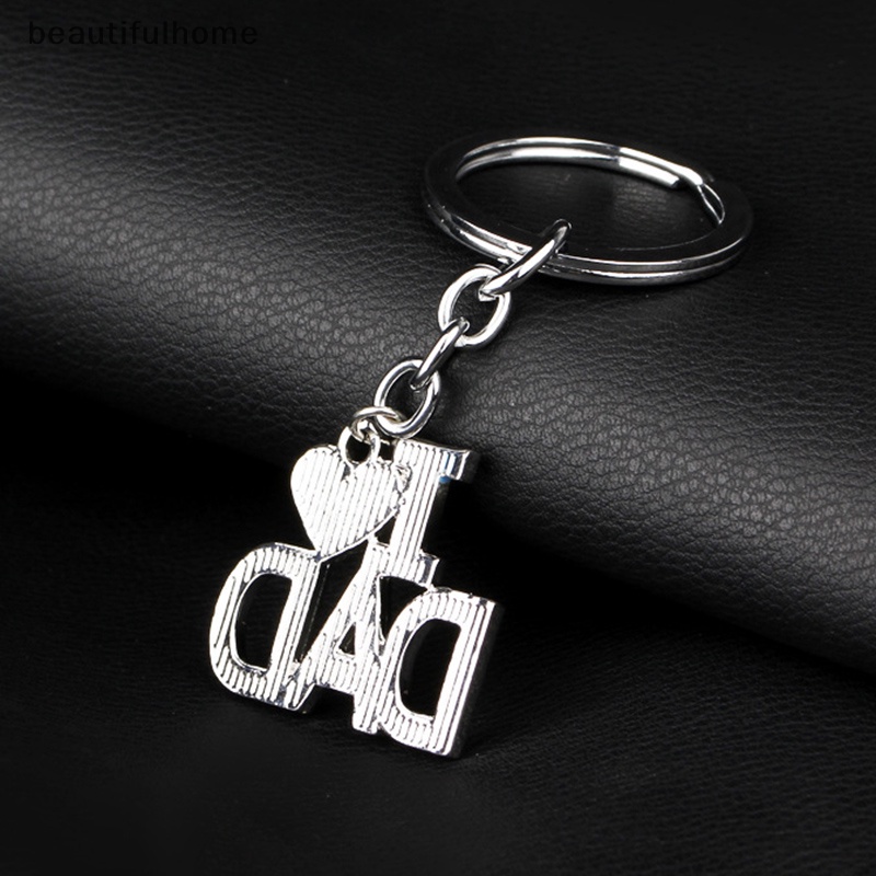 {Cantikrumah} Fashion Huruf I Love Mom/Dad Enamel Liontin Gantungan Kunci Keyring Hadiah Ibu Bapak.