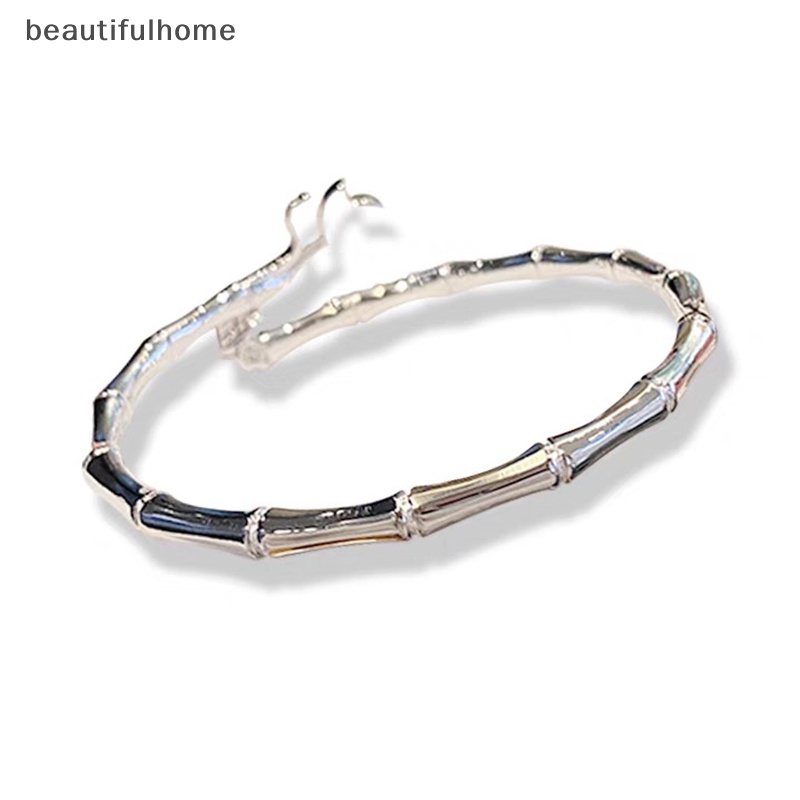 {beautifulhome} Adjustable Lucky Berkah Bambu Lotus Gelang Warna Perak Huruf Berongga Liontin Bangle Untuk Wanita Pembukaan Yang Dapat Disesuaikan Bangle Pesona Perhiasan Pesta Fashion.