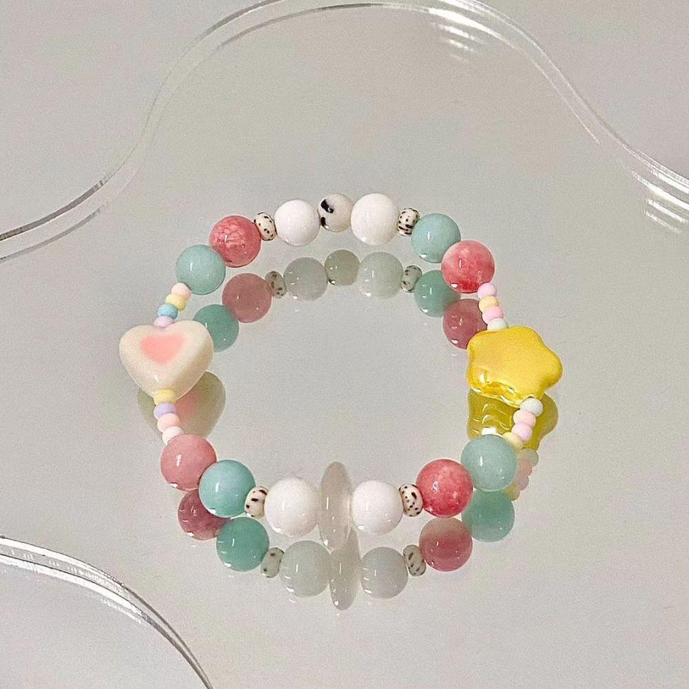 Mxbeauty Gelang Warna Permen Hadiah Kreatif Perhiasan Aksesoris Dopamin Aksesoris Tangan Cincin Retro Gaya Korea Bintang Charms Bracelet Untuk Wanita