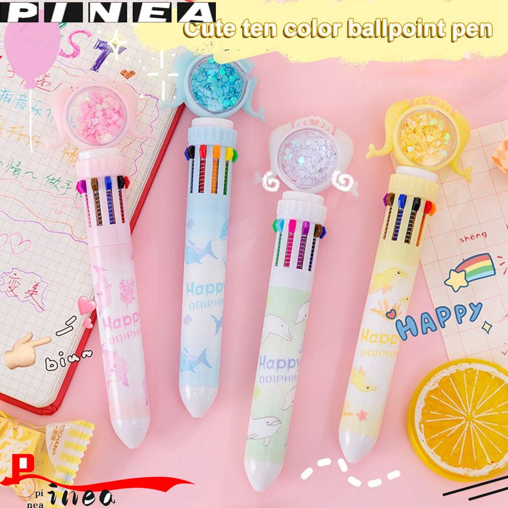 Nanas 10warna Bolpoin Hadiah Warna Warni Refill Pasokan Kantor Sekolah Rollerball Pen