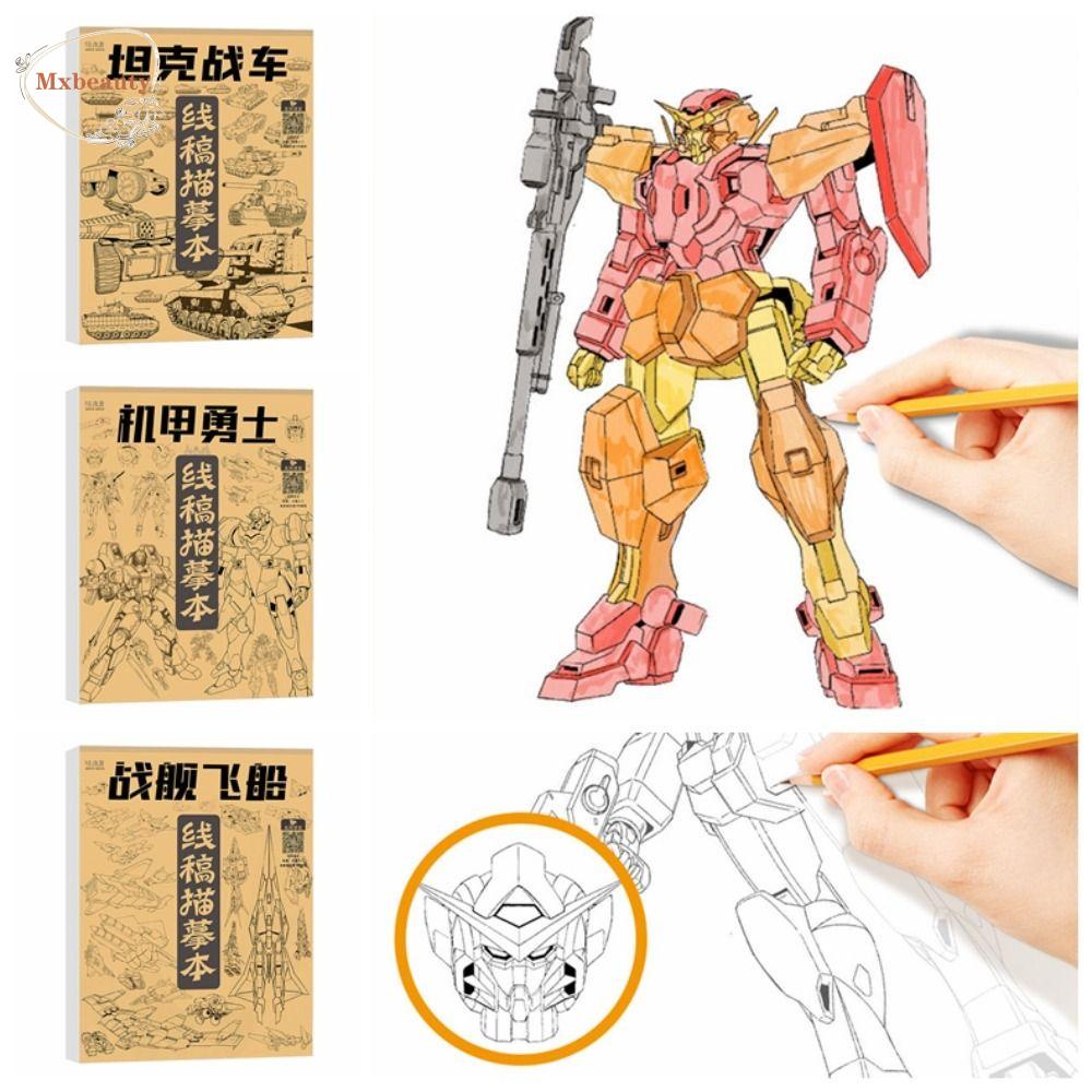 Mxbeauty Buku Tutorial Lukis Tangan Berlatih Buku Gambar Sketsa Spacecraft Karakter Pahlawan Battleship Mech Warrior Art Copy Practice Book Untuk Kelas Seni