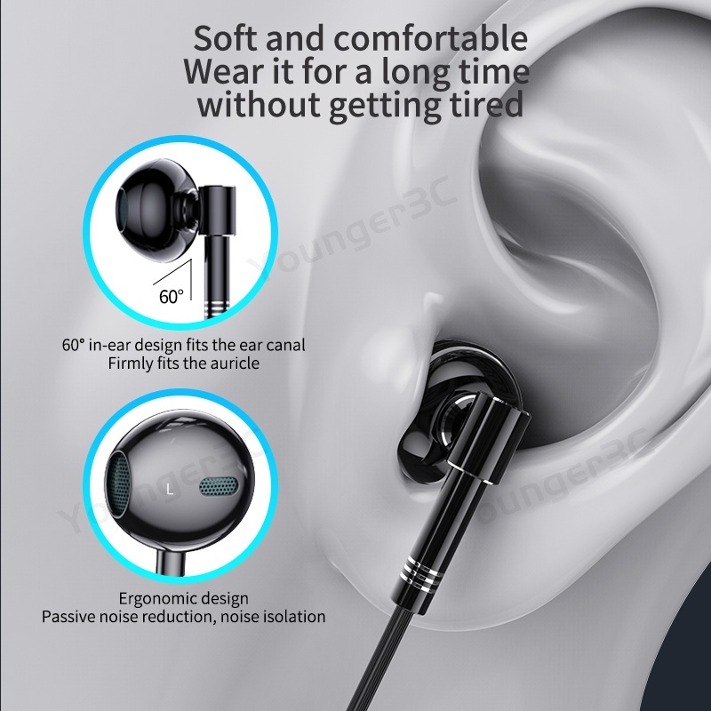 Hadiah Gratis Lavalier Dual Microphone Earphone L Shaped Elbow In Ear Wired Headset Untuk Merekam Live Streaming Game Karaoke Nasional