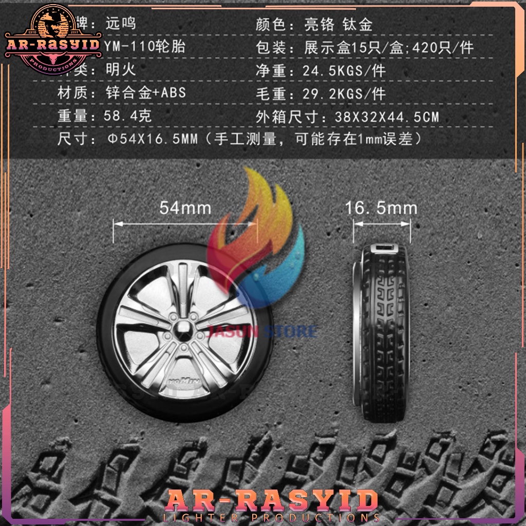 TERBARU! Korek Api Gas Roda Ban Mobil Car Wheels Yomin Lighter YM-110