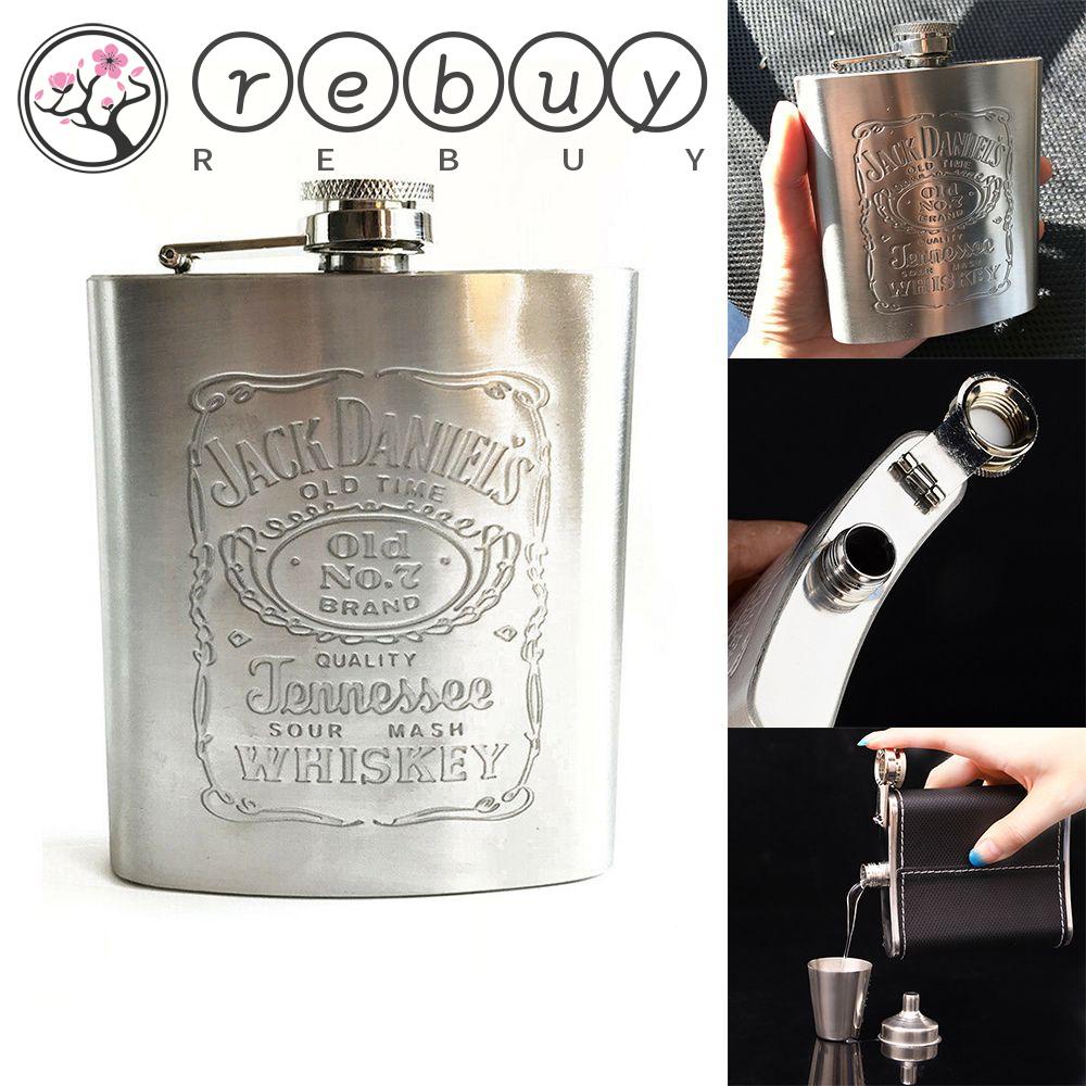 Rebuy Hip Flask Travel Mini Portable Rusia Stainless Steel Alkohol Botol Perlengkapan Minum