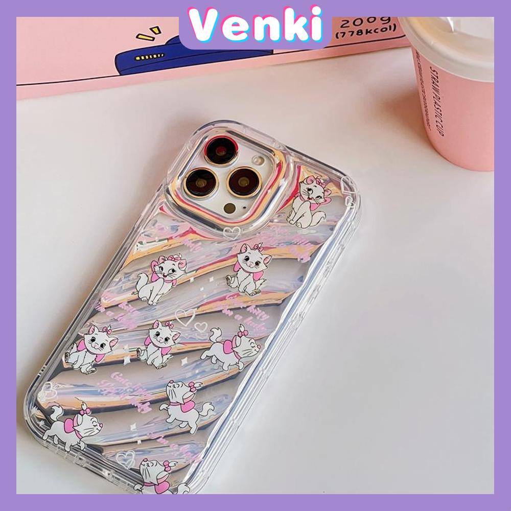 VENKI - Untuk iPhone 11 iPhone Case Laser Reflektif Bening Phone Case TPU Soft Shockproof Airbag Case Sederhana Lucu Kartun Kucing kompatibel dengan iPhone 14 13 Pro max 12 Pro Max XR XS 7