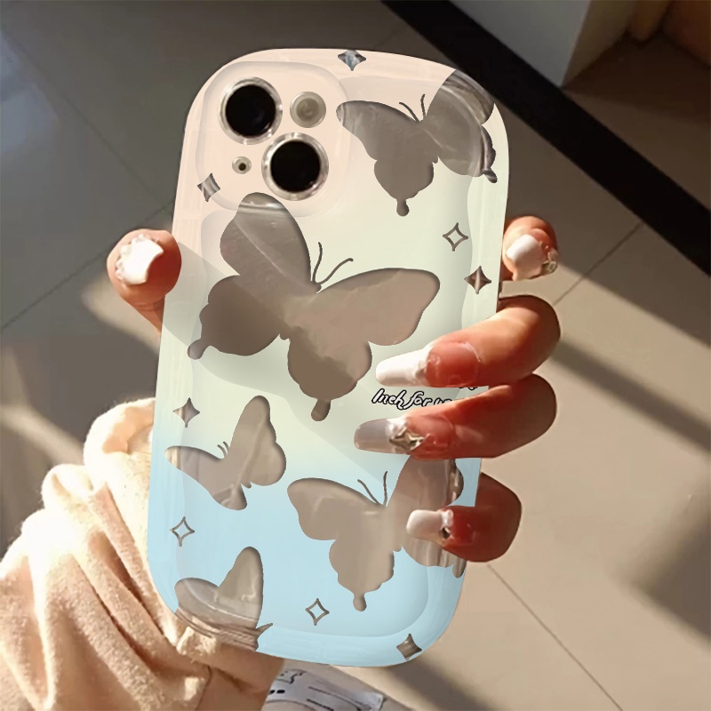 IPHONE Butterfly Casing Ponsel Transparan Kompatibel Untuk Iphone14 13 12 11 Pro Max7 +8 Plus XS X XR Casing Silikon Shockproof Cover Cell Precticer