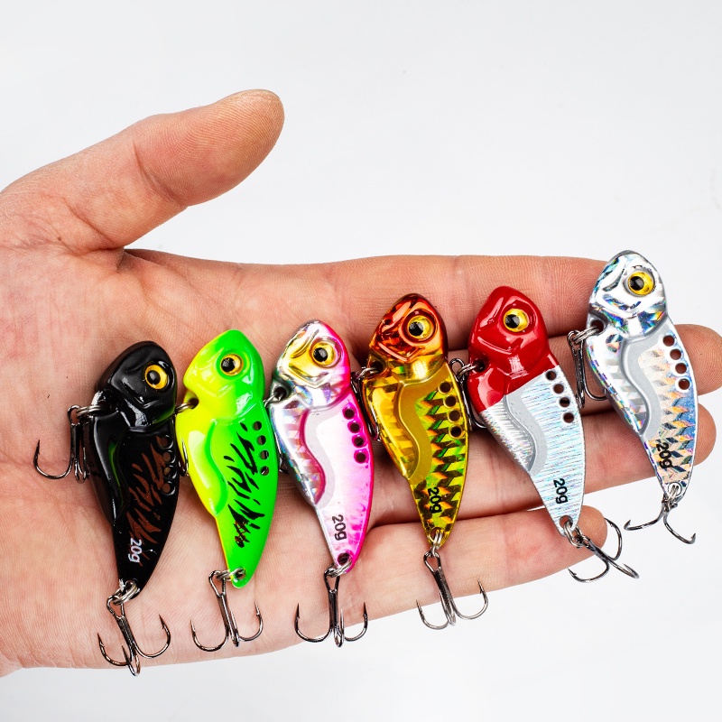 7g /10g /12g /15g /20g VIB Swimbait Warna-Warni Metal Tenggelam Jig 3D Mata Umpan Keras Sendok Spinner Memancing Umpan Pancing Tackle Untuk Bass Walleye Trout