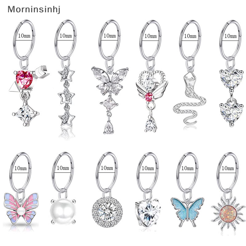 Mornin Fashion Shiny Zircon Hias Kupu-Kupu Liontin Pusar Cincin Stainless Steel Belly Button Ring Indah Pusar Tubuh Fashion Perhiasan id