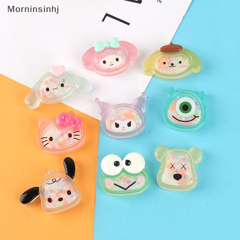 Mornin 6 Pcs Bercahaya Kartun Sanrio Resin Diy Aksesoris Cream Lem Ponsel Shell Patch id