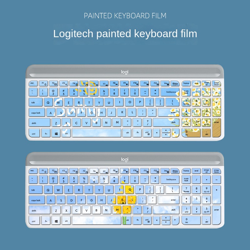 Cover Film Pelindung Keyboard Notebook Kartun Dicat Bunga Untuk Logitech MK470 K580 Desktop Wireless Notebook Bluetooth