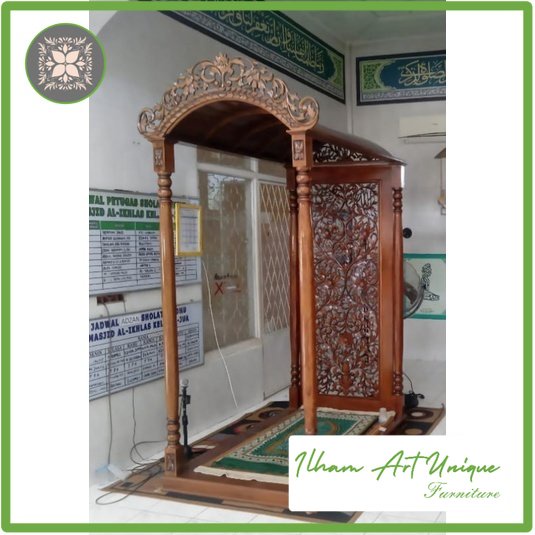 Ilham Art Mihrab Masjid/Tempat Imam Jati Ukiran Jepara Finishing