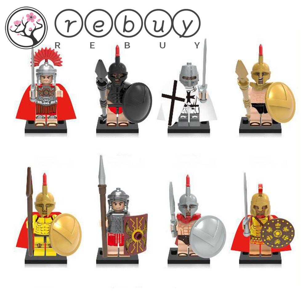 Rebuy Heroes Bricks Plastik 8pcs /set Arvoesine Model Boneka Anime Kartun Ksatria Medieval Model Kecil Mainan Edukasi Merakit Model