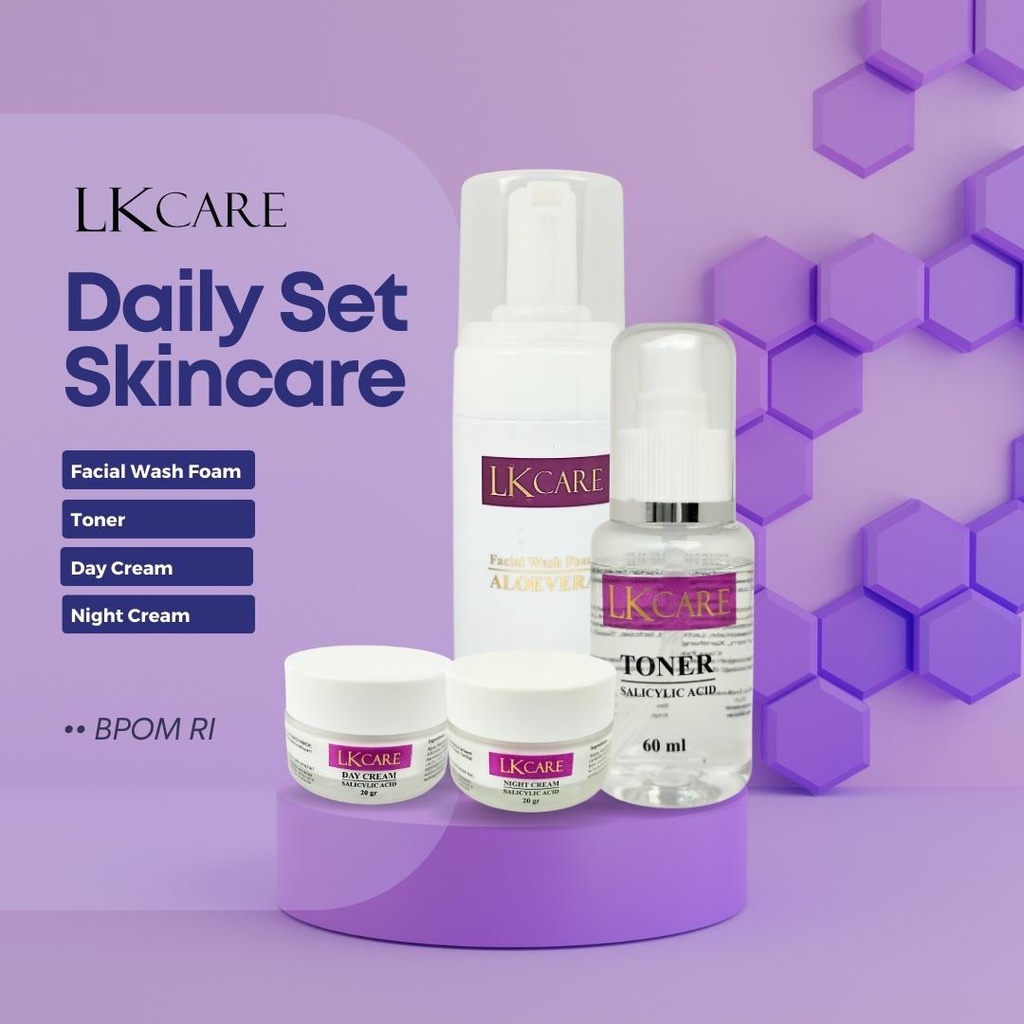 Paket Acne Skincare Salicylic Acid LKCare Set 4 Item Foam Toner Day Cream Night Cream Ampuh Mengatasi Kulit Berjerawat