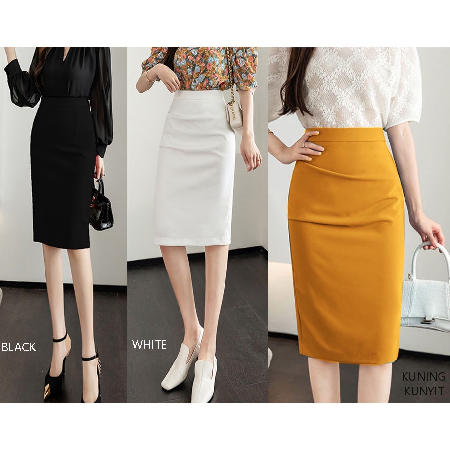 (A165) Rok pencil midi skirt / rok span kerja