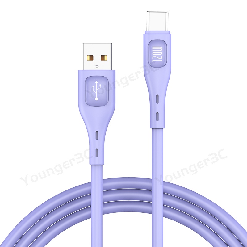 120w Kabel Pengisian Super Cepat USB Flash Charging Cord 6A Kabel Data Ponsel Silikon Cair Untuk ios Tipe C