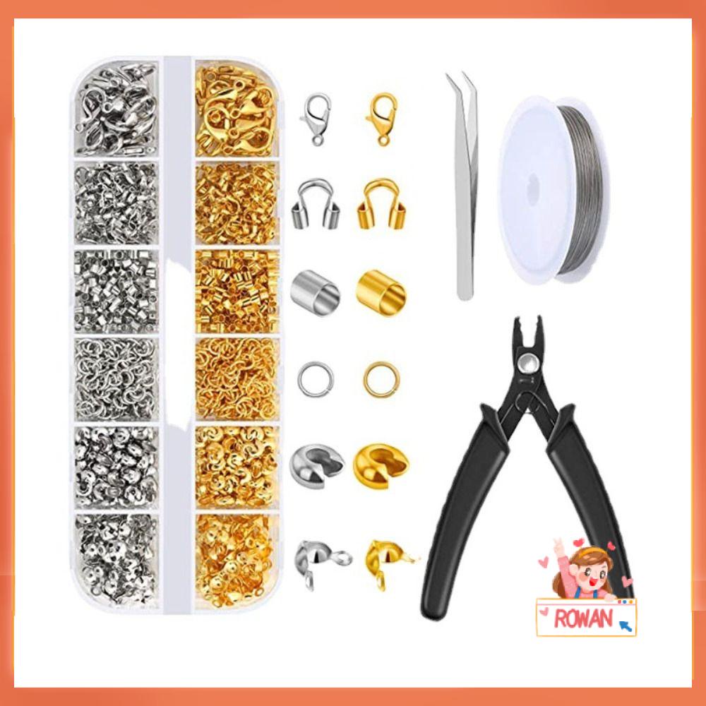 R-FLOWER 1200 Pcs Crimp Beads Kit Membuat Perhiasan Tang Crimping Jump Rings Tweezer Crimp Tabung