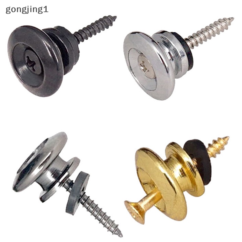 Ggg 2PCS /Pasang Kunci Tali Gitar chrome belt lock button buckle Aksesoris Gitar ID