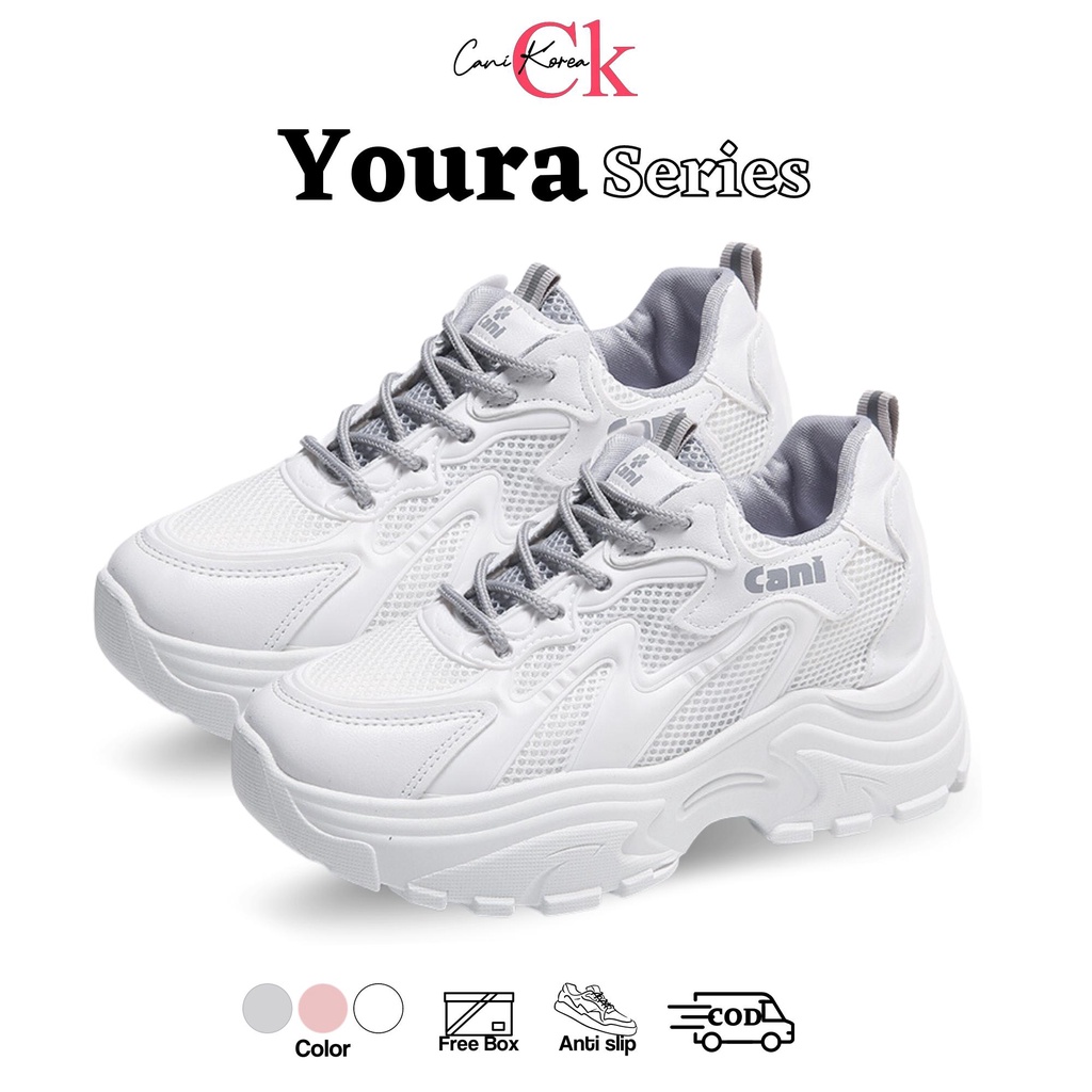 CaniKorea &quot;FREE BOX&quot; (Size 37 - 41) Youra Sepatu Wanita Sneakers Fashion Kasual Korea Import 9226