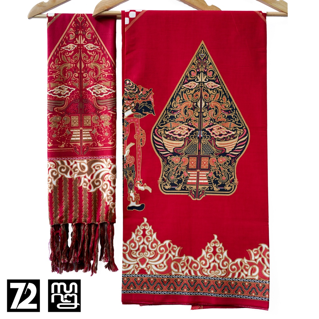 Kain Dan Selendang Premium Motif Wayang Warna Merah 723888 Cap 72