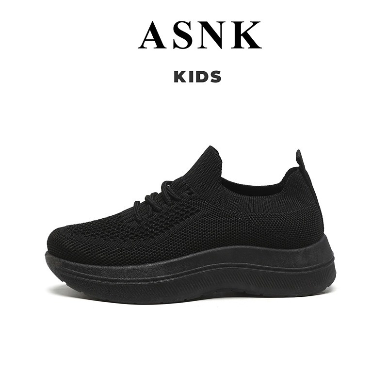 [GROSIR][COD] SEVEN_DAY SEPATU SLIP ON RAJUT SNEAKERS ANAK CEWEK COWOK USIA 7-9THN WM2330 HITAM FULL