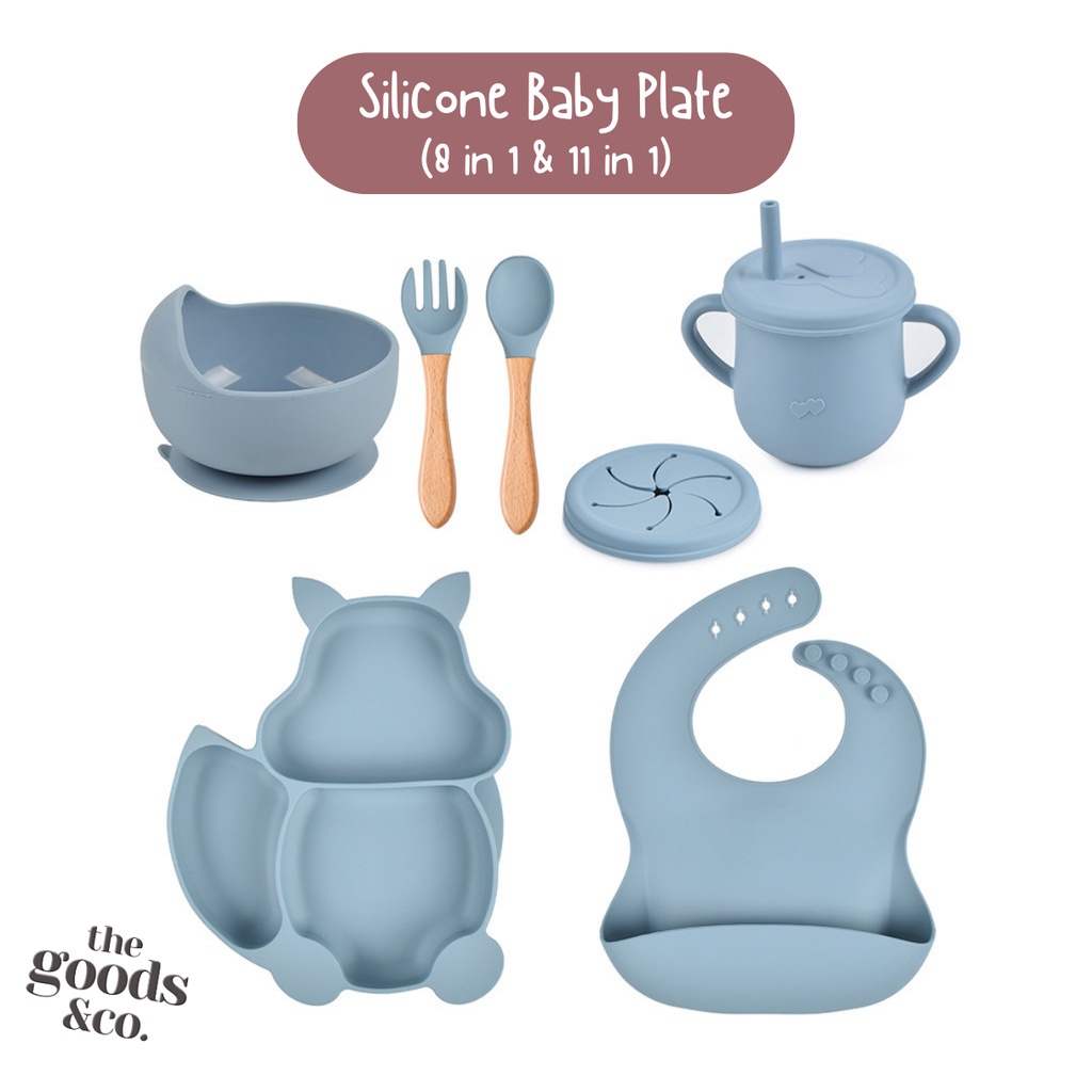 𝐆𝐨𝐨𝐝𝐬𝐂𝐨 11 in 1 Peralatan Makan Bayi Silikon Premium Baby Feeding Set Silicone BPA Free Waterproof MPASI