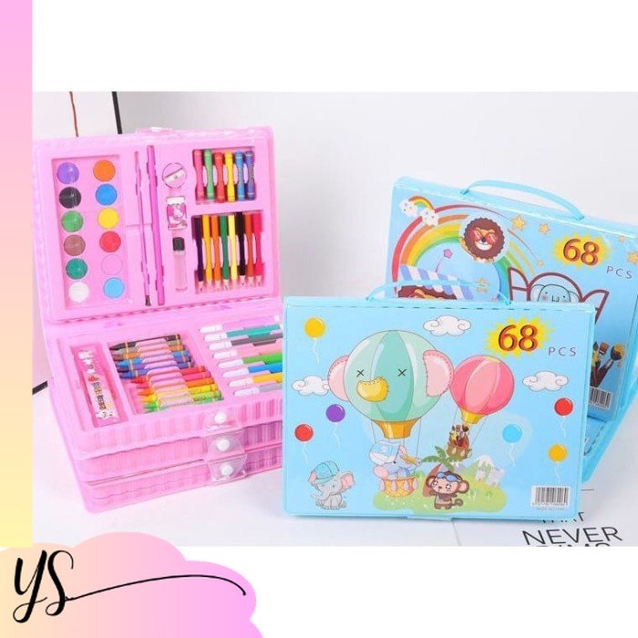 

yeong_stuffid Alat Menggambar Anak Murah Crayon Set 68pcs Krayon Mewarnai Anak Pensil Warna Set 68pcs Lengkap Siap Pakai