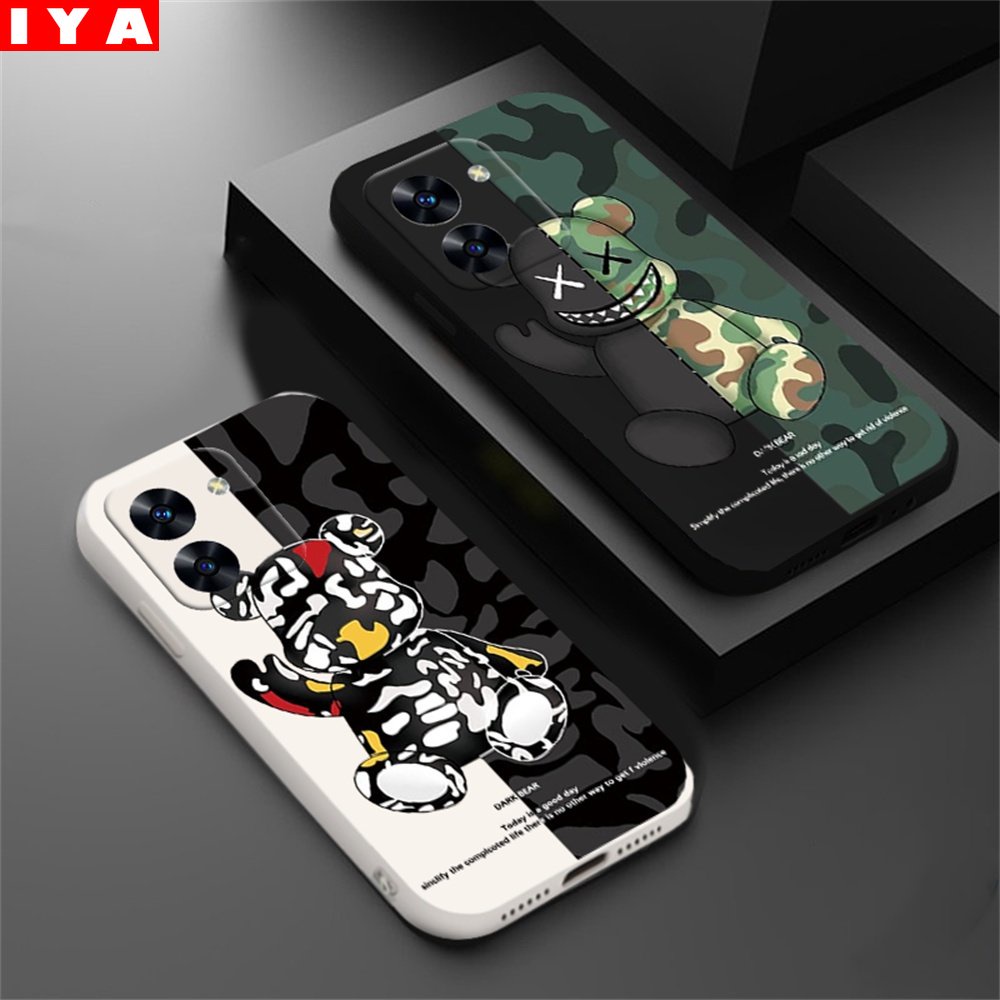 Soft Case VIVO Y36 Y02 V25 V25E Y16 Y35 Y33S Y21T Y21S Y33S Y22 Y91C Y1S Y85 V9 Y11 Y12 Y15 Y17 Y12S Y12A Y15S Y15A Y51 Y31 Kamuflase Hijau Bearbrick Sarung Telepon Silikon