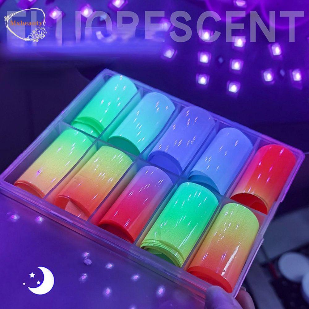 MXBEAUTY Neon Stiker Nail Art DIY 4*100cm Dekorasi Kuku Manicure Hologram Nail Art Foils