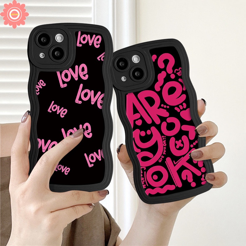 IPHONE Casing Ponsel Huruf Inggris Graffiti Kompatibel Untuk Iphone11 14 13 12 Pro Max 7Plus XR X7 6s 8 6 14 Plus XS Max SE 2020simple Alphabet Love Lembut Bergelombang Pinggiran TPU Cover