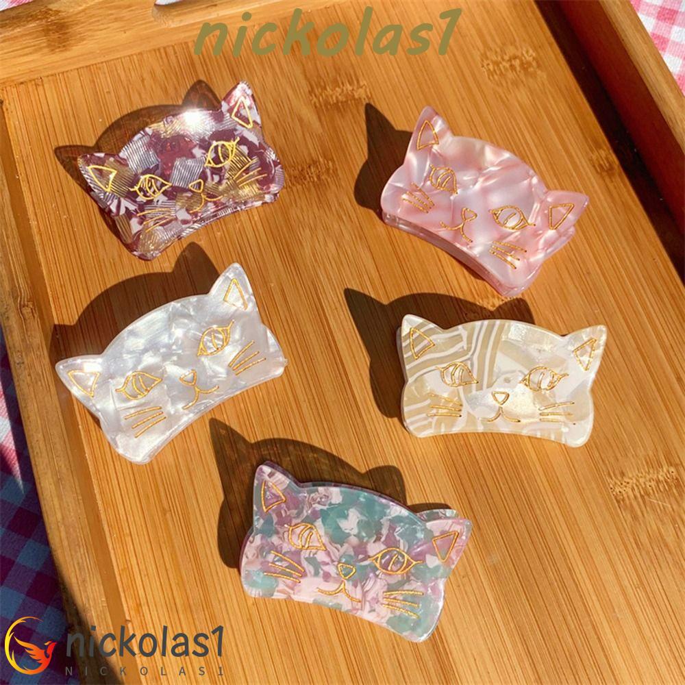 NICKOLAS1 Cat Hair Claw Fashion Sweet Untuk Gadis Ponytail Holder Hiu Kecil Klip Akrilik Untuk Wanita Women Hair Clips