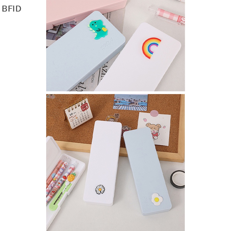 [BFID] Kartun Lucu Frosted Pensil Case Sederhana Plastik Portable Tahan Air Kotak Tempat Pensil Penyimpanan Perlengkapan Alat Tulis Belajar Tempat Pensil [ID]