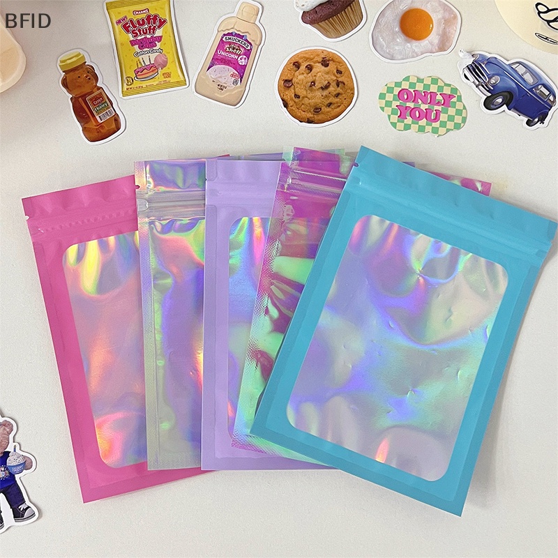 [BFID] 10pcs Tas Ziplock Warna Laser Perhiasan Tas Kemasan Kosmetik Storage Bag Nail Packaging Bag Waterproof Kantong Kemasan Kado [ID]