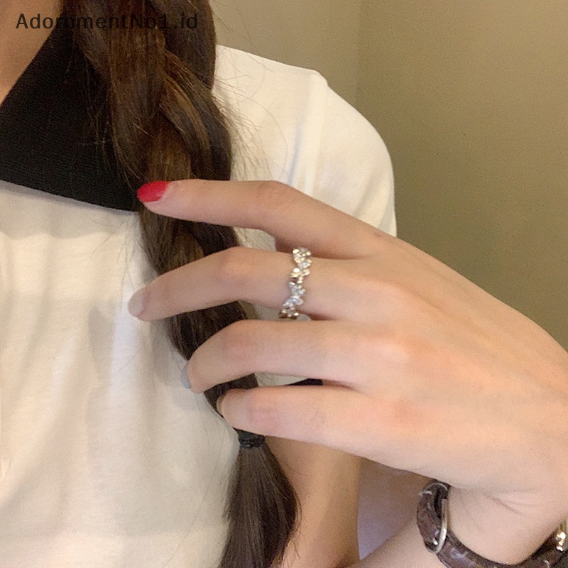 [AdornmentNo1] Fashion cincin kupu zirkonia kristal mengkilap pembukaan cincin jari Adjustable rantai pergelangan tangan ringan untuk wanita gadis Jewlery