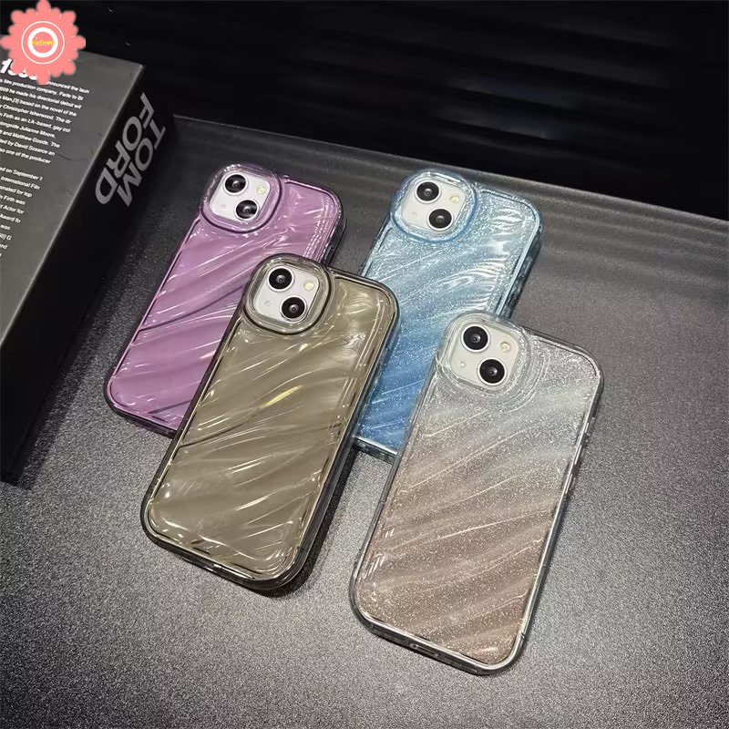 Creative Gradation Laser Card Case Compatible For IPhone 11 14 13 12 Pro Max 7Plus XR 6 6S 7 8 Plus X XS MAX SE 2020 Simple 3D Stereo Corrugation Pattern Solid Color Soft Tpu Case