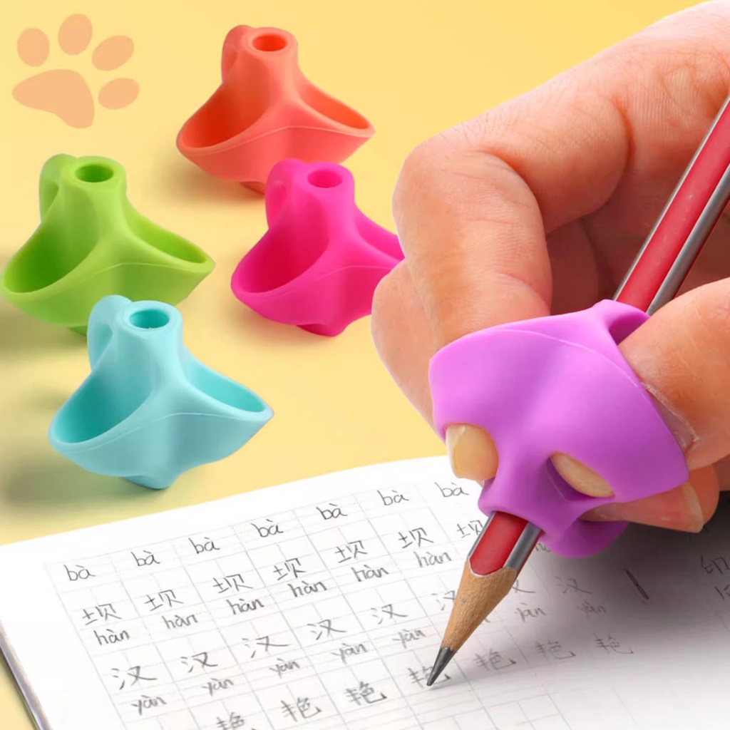 3pcs Pen Holder Pensil Tulis Anak Tiga Jari/Silikon Lembut Siswa Memegang Perangkat Korek Postur/Alat Bantu Belajar Menulis Anak-Anak Grip/Perlengkapan Alat Tulis Sekolah