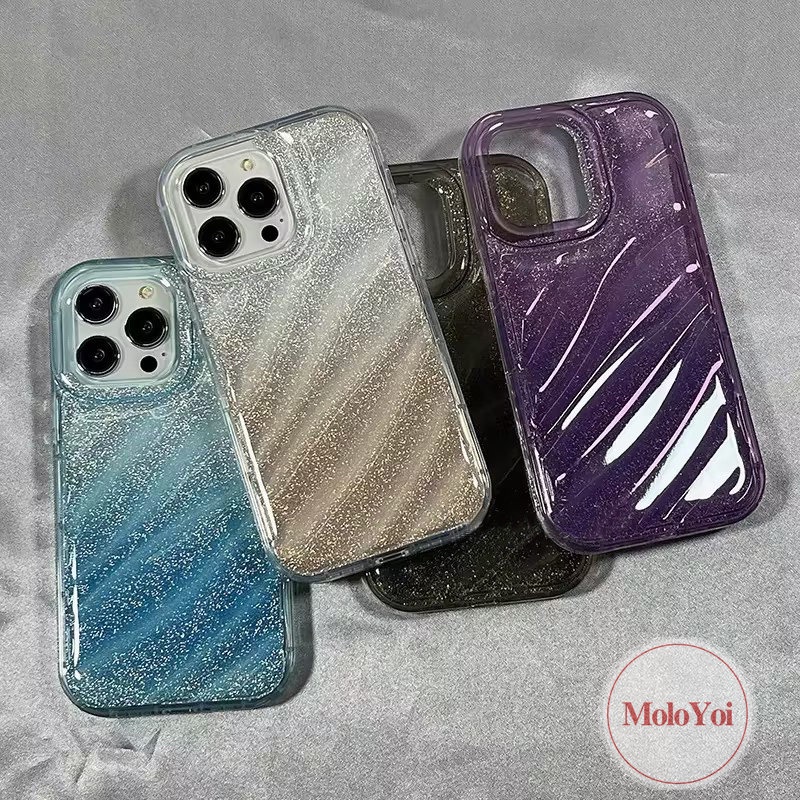 3D Stereo Corrugation Pattern Solid Color Case Compatible For IPhone 7Plus 6S 7 6 8 Plus XR XS X MAX 11 14 13 12 Pro Max SE 2020 Creative Gradation Laser Card Simple Soft Tpu Case