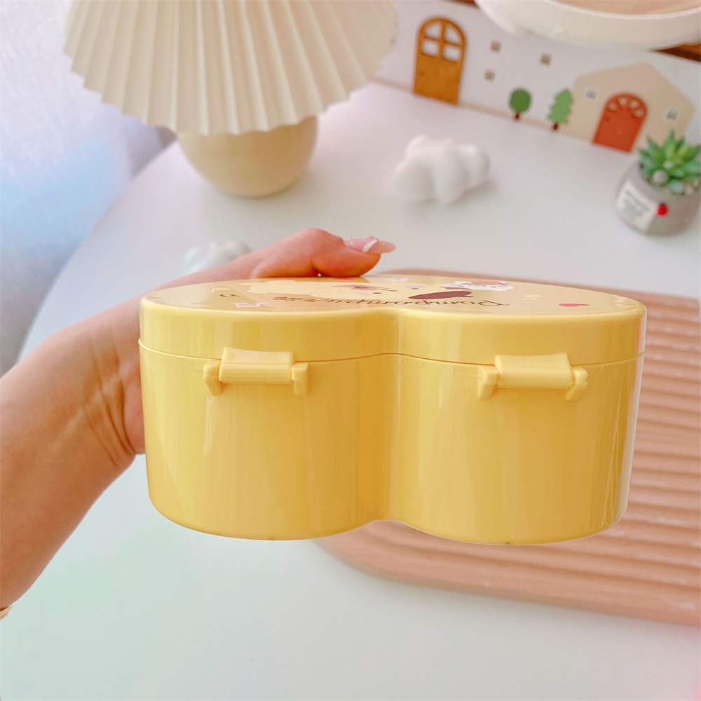 ღ Sanrio Kotak Perhiasan Berbentuk Hati Gadis Hati Kulomi Kotak Perhiasan Desktop Perhiasan Kalung Anting-Anting Double-layer Flip Finishing Groceries Box