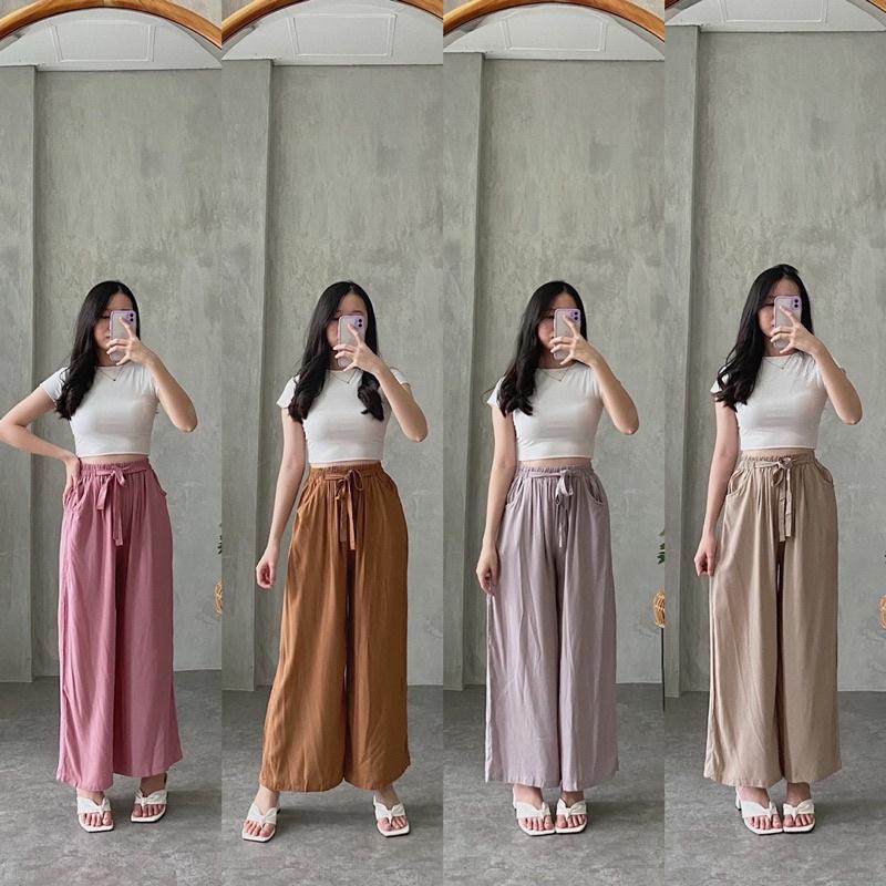 HOME WEAR KULOT RAYON ZS 156 CELANA KULOT  WANITA PINGGANG TINGGI TWISCONE LOOSE CULLOTE HIGHWAIST CRINKLE