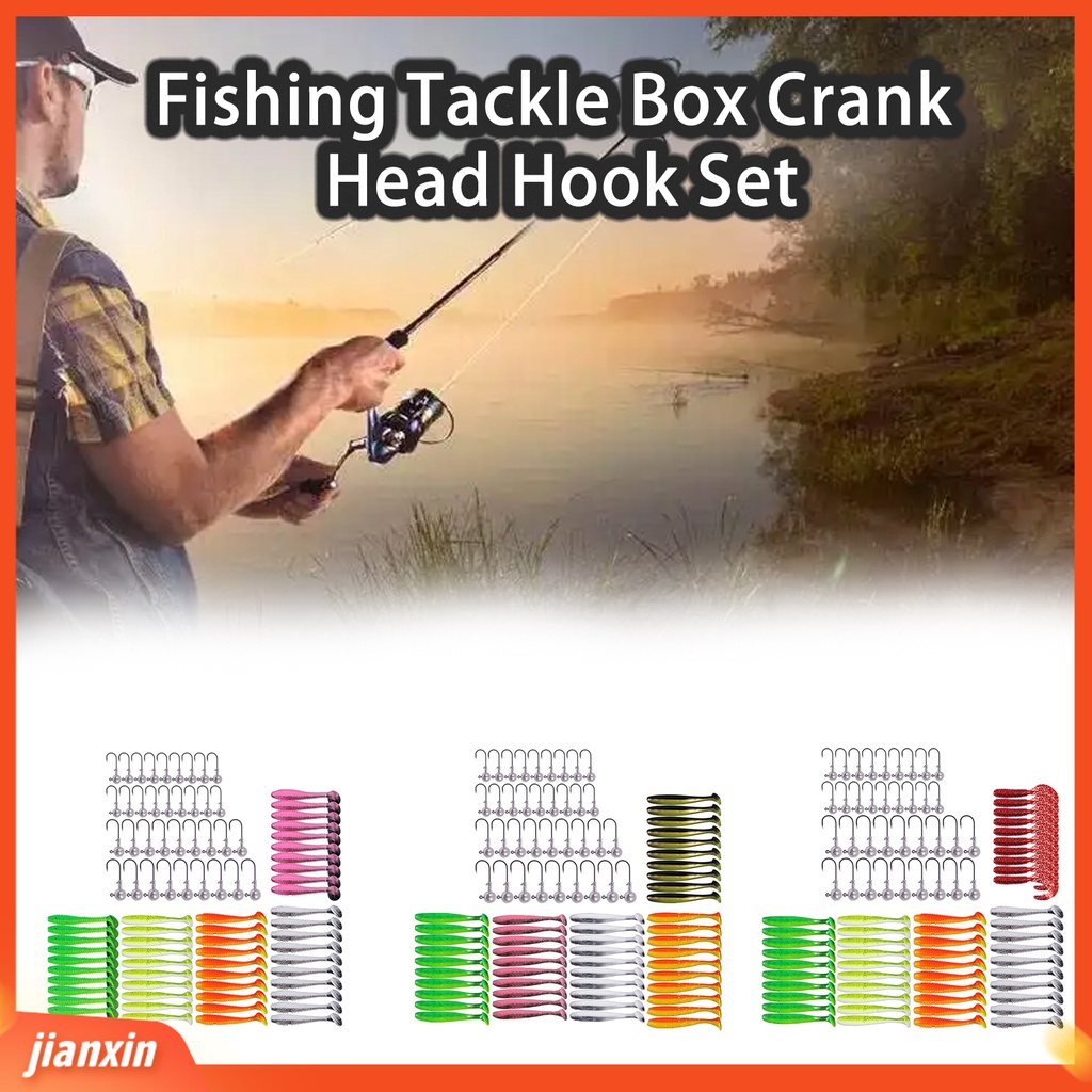 (In Stock) 1kotak 127g Set Umpan Lembut Dengan Cepat Mengumpulkan Ikan Tajam Kait Simulasi Angling ABS Fishing Tackle Box Engkol Kepala Hook Set Alat Ikan