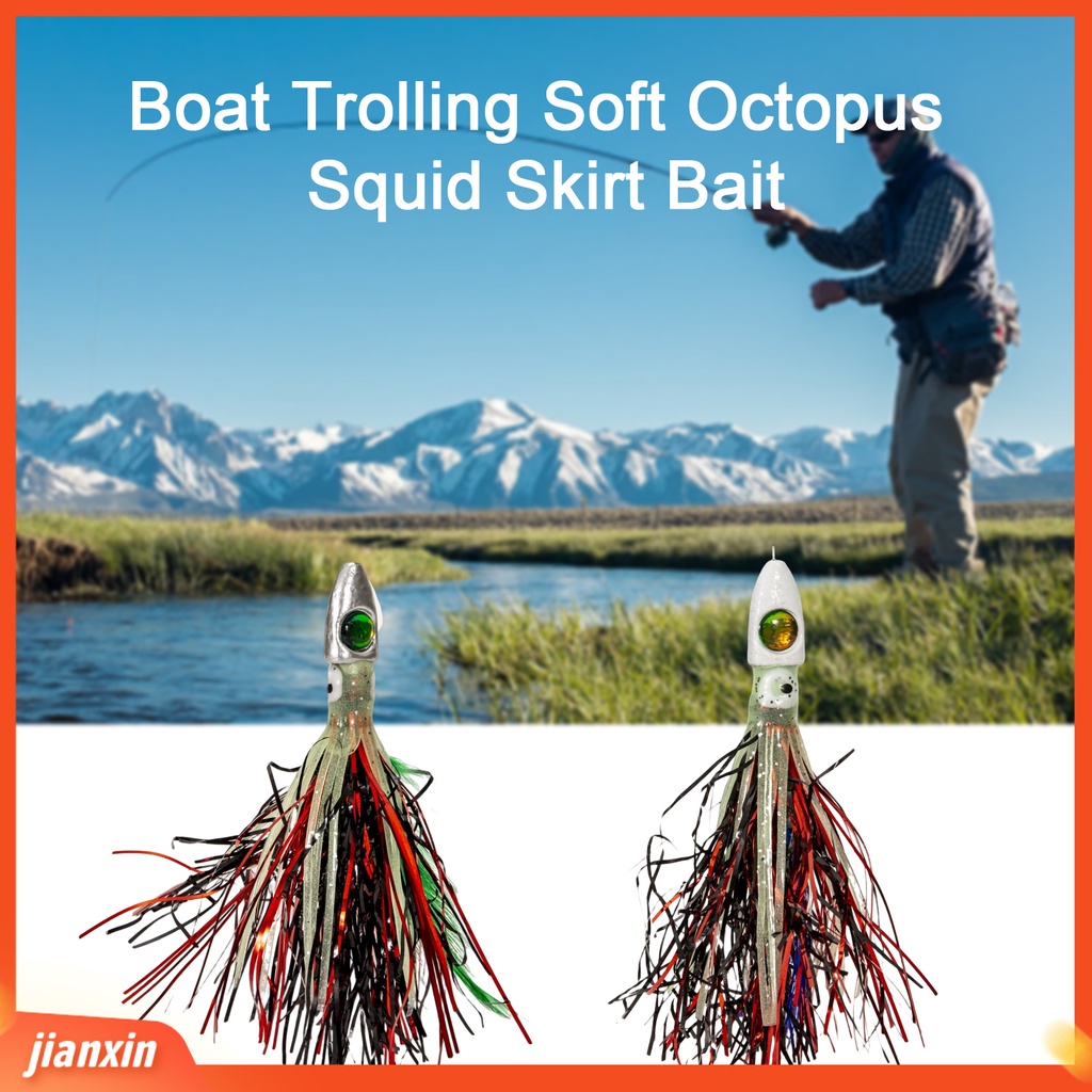 (In Stock) 10-30g Umpan Lembut 3D Simulasi Fisheye Tajam Kait Simulasi Angling Perahu Air Laut Memancing Cumi Lembut Rok Umpan Memancing Luar Ruangan