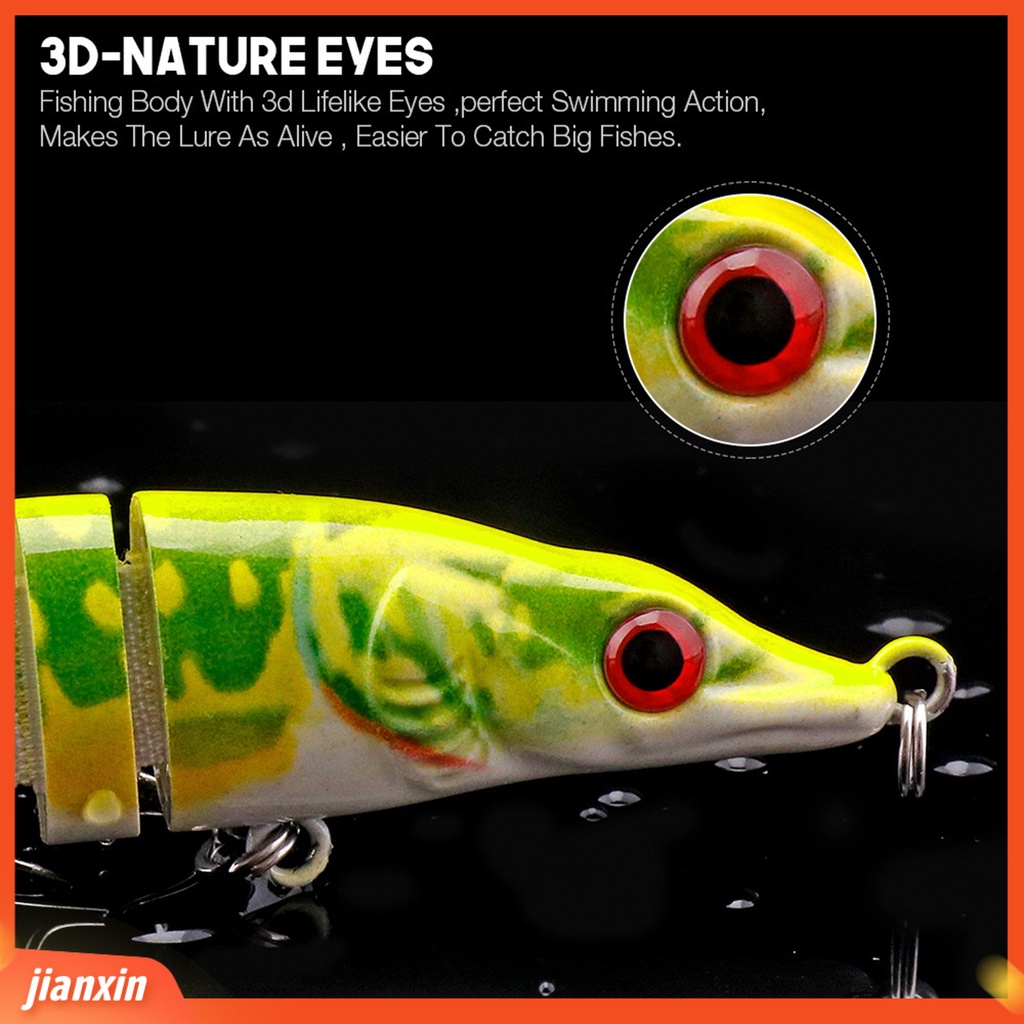 (In Stock) 10cm /8g Umpan Bionic Tajam Kait 3D Simulasi Fisheye Simulasi Menggoda Angling ABS Tenggelam Multi-Bagian Umpan Perlengkapan Memancing