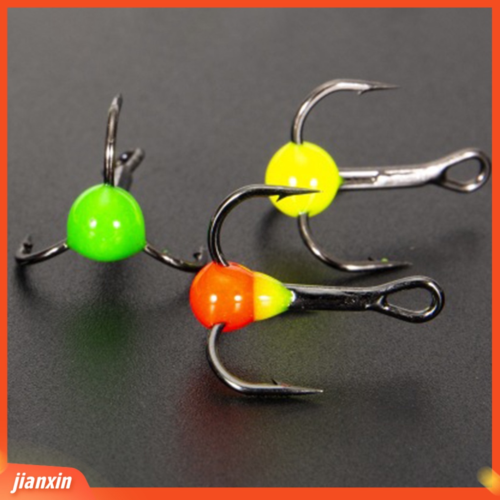 (In Stock) 10Pcs /Box Kait Pancing Es Mini Tahan Karat Baja Karbon Tinggi Ketangguhan Yang Baik Kait Treble Solid Untuk Memancing