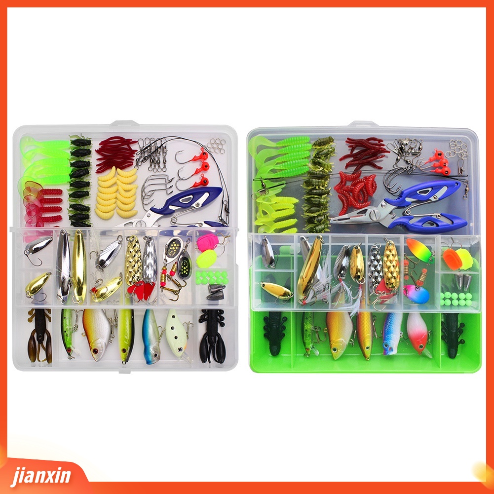 (In Stock) 101 Pcs Memancing Umpan Lembut Kait Buatan Ikan Umpan Aksesoris Kit Dengan Kotak