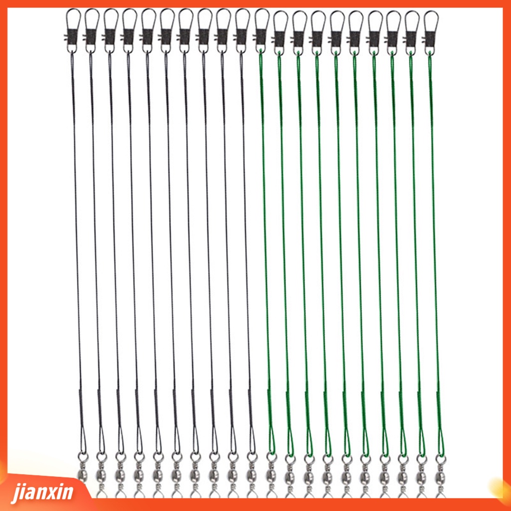 (In Stock) 60Pcs Pemimpin Kawat Pancing Heavy Duty Dengan Snap Swivel Stainless Steel Tahan Aus Garis Jejak Pancing Untuk Memancing