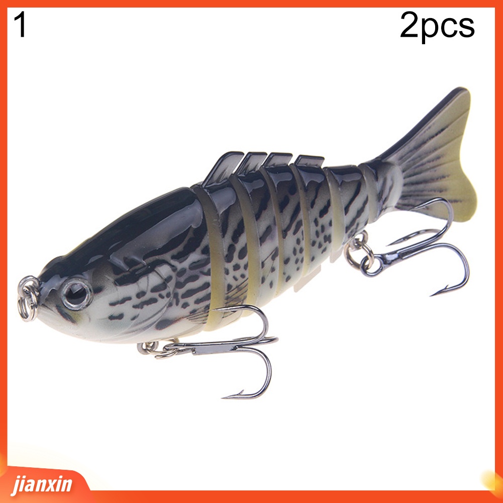 (In Stock) 2Pcs 10cm Multi-Bagian Umpan Umpan Ikan Buatan Alat Pancing Dengan Kait